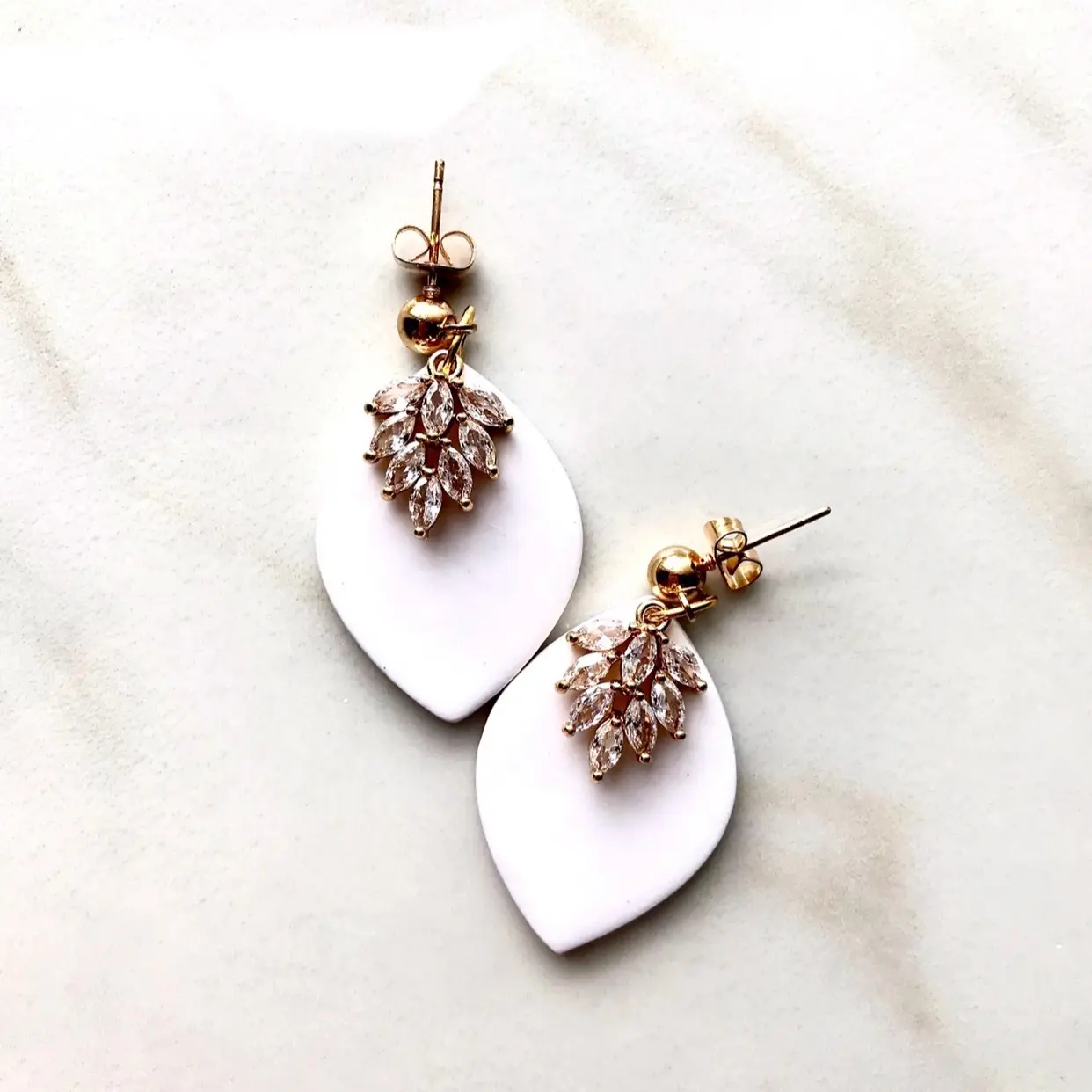 Elegant Bridal or Wedding Polymer Clay Earrings