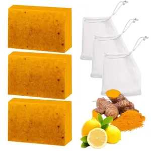 3-18pcs Lemon Turmeric Kojic Acid Soap - Gentle Dark Spot Remover for Face Acne Cleanser Cream Cleansing turmeric All-Skin Body Care Cleanser & Daily Body