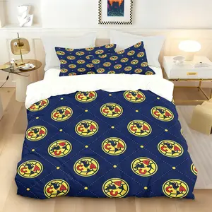 Club América Duvet Cover Set (1 Duvet Cover + 1/2 Pillowcases), 2/3-Piece Mexico Club América Logo Print Polyester Bedding Set, Sports Style Soft Quilt Cover for Teens Adults & Soccer Fans Bedroom, Ideal Gift for Football Enthusiasts, Soft Bedding Sets