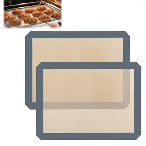 Silicone Baking Mat, 2 Pac 16.5"L x 11.6"W Silicone Cookie Sheets Reusable Baking Mat - Non-Stick Food Safe Dark Gray Oven Baking Sheet for Making Cookies Macaroons Bread