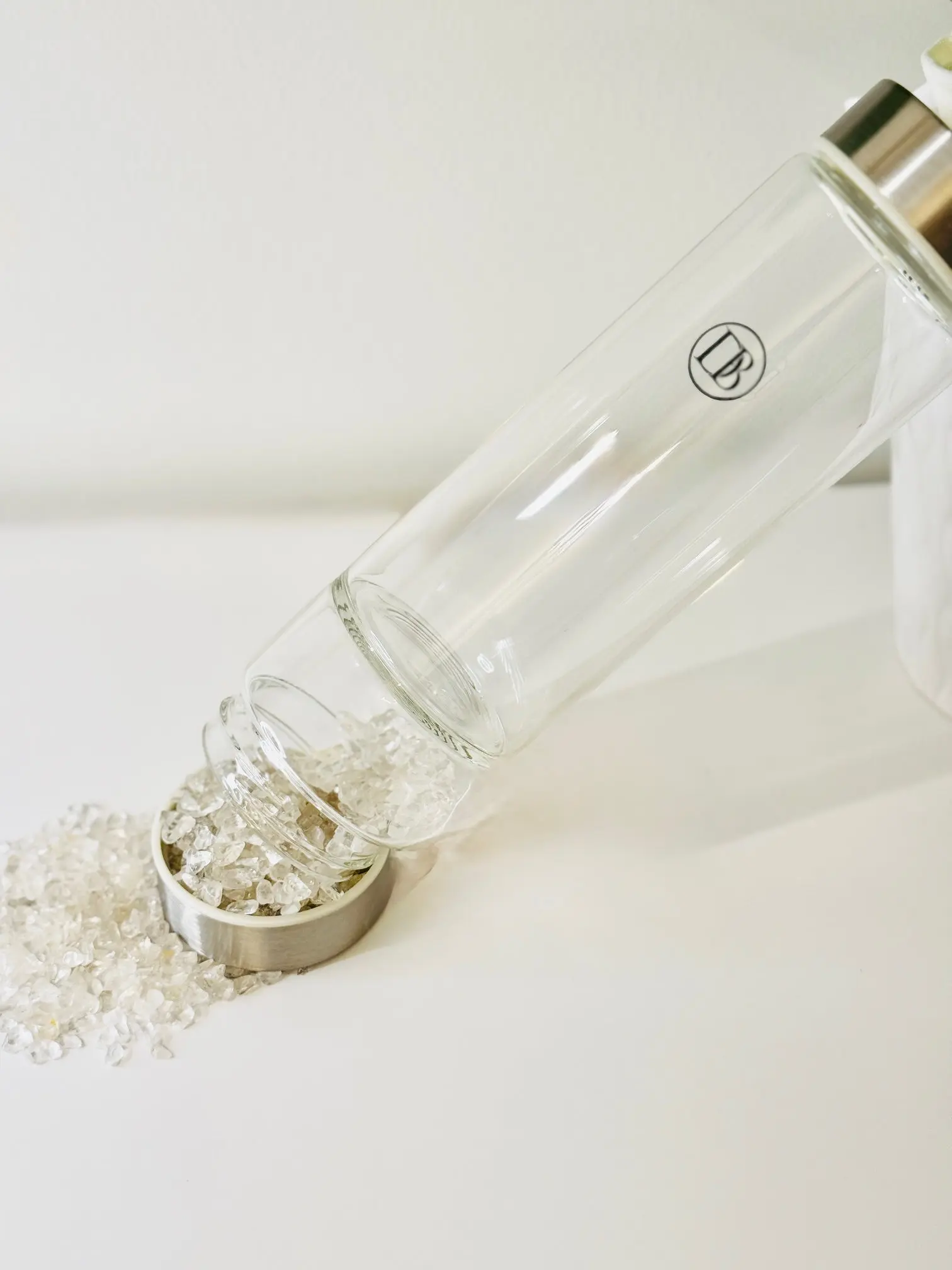 Clear Quartz Crystal Glass Water Bottle