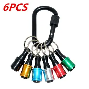 Colorful keychain connector rod set (6 pieces), screwdriver connector rod set for carabiners, 1/4 hex shank drill bit storage connector rods screwdriver bit