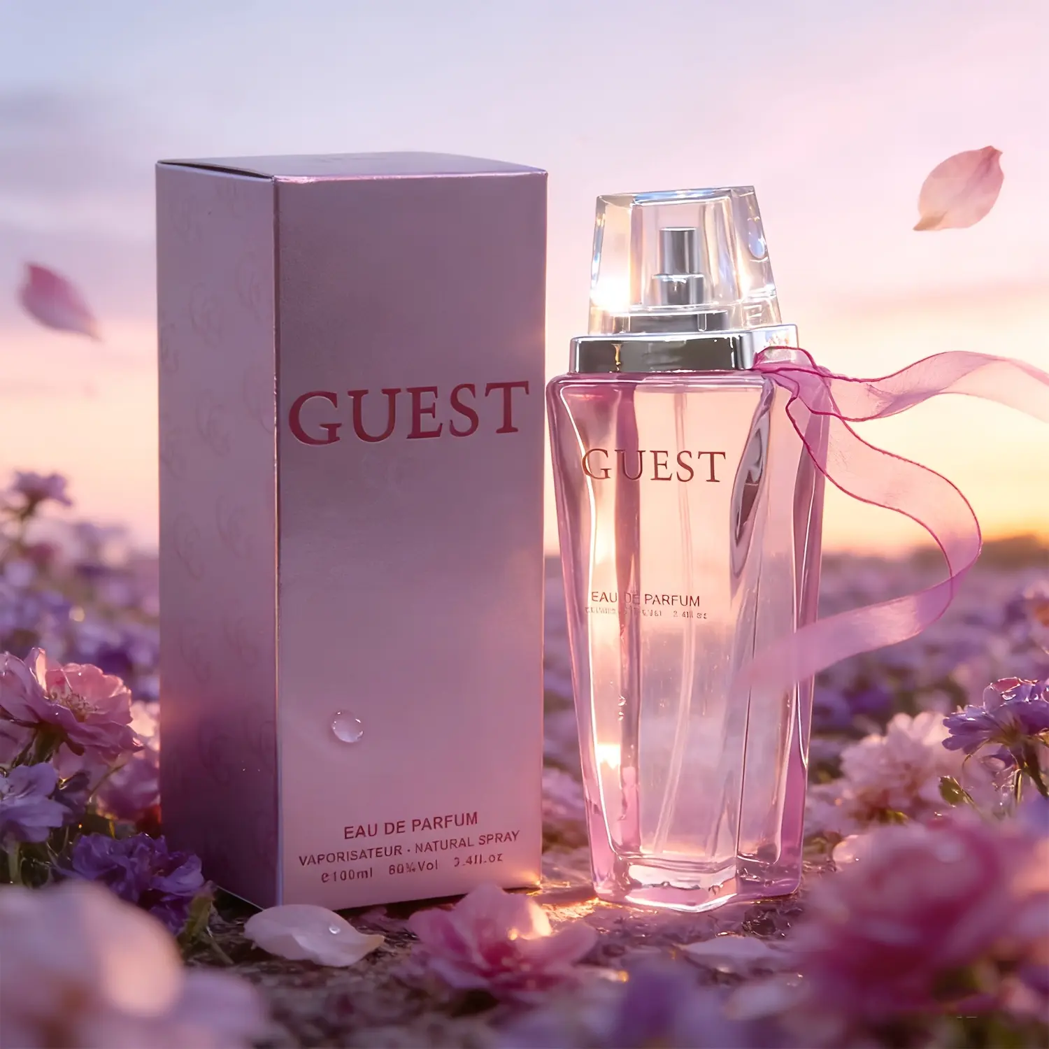 GUEST Women's Perfume 100ml/3.4 Fl Oz Purple & Pink Gradient Bottle with Ribbon Luxurious Floral Scent from Guangdong China