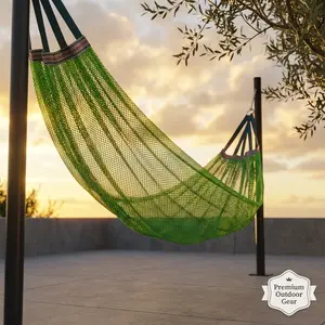 Outdoor Ice Silk Mesh Hammock with Curved Anti-Rollover Sticks, 260x130cm Large Size Strong Bearing Hammock, Fits 1-2 People for Camping, Indoor Leisure  summer hammock,summervibes