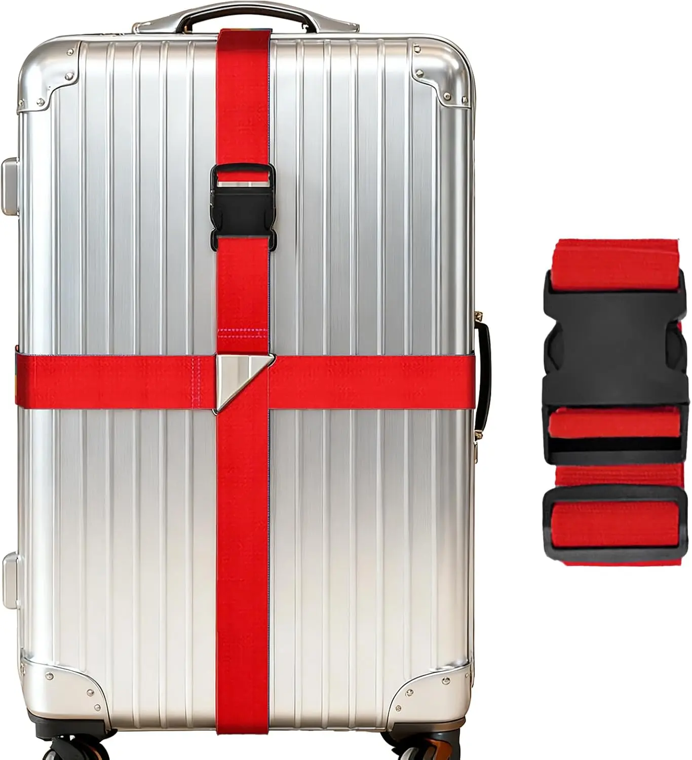 Luggage Straps for Suitcases Adjustable Travel Belts with Ladderlock Buckle Multi Use Durable Suitcases Strap Easy Identify Strap Connects Two Bags Travel Essentials for Backpacks Red
