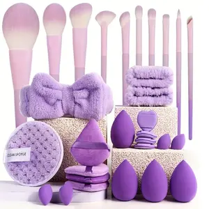 30-Piece Makeup Tool Set, Includes High-Quality Brushes, Beauty Sponges, Various Makeup Sponges & Puffs, Elegant, Ideal for Beginners, Makeup Brush Kit