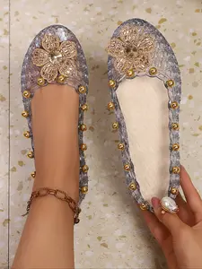 Women's New Spring Autumn French Style Classics Flat Shoes, Sweet Floral Flower Decor Breathable Mary Jane Flats, Valentine's Day Gift, Girls Dance Shoes