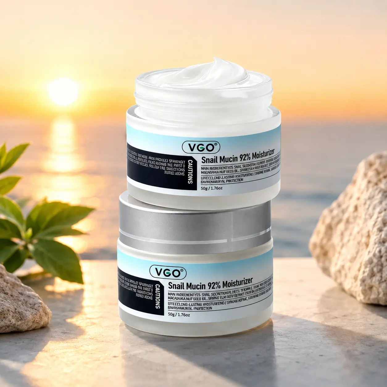 VGO Snail Mucin Moisturizer, Lightweight Facial Cream to Hydrate & Smooth Skin - Daily Moisturizers & Mists for Makeup Prep, 24 Months, Bottle, Smooth Skin Routine, Anytime, All Skin Types