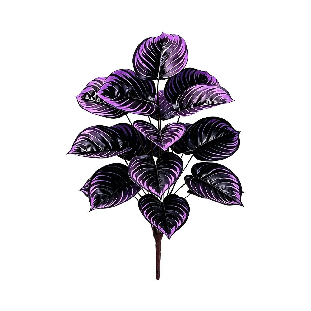 Artificial Purple Hosta Plant 12 Heads 21.65in - Lifelike Vibrant Fake Foliage | No Maintenance Decorative Leaves for Home Office Indoor Outdoor Decor
