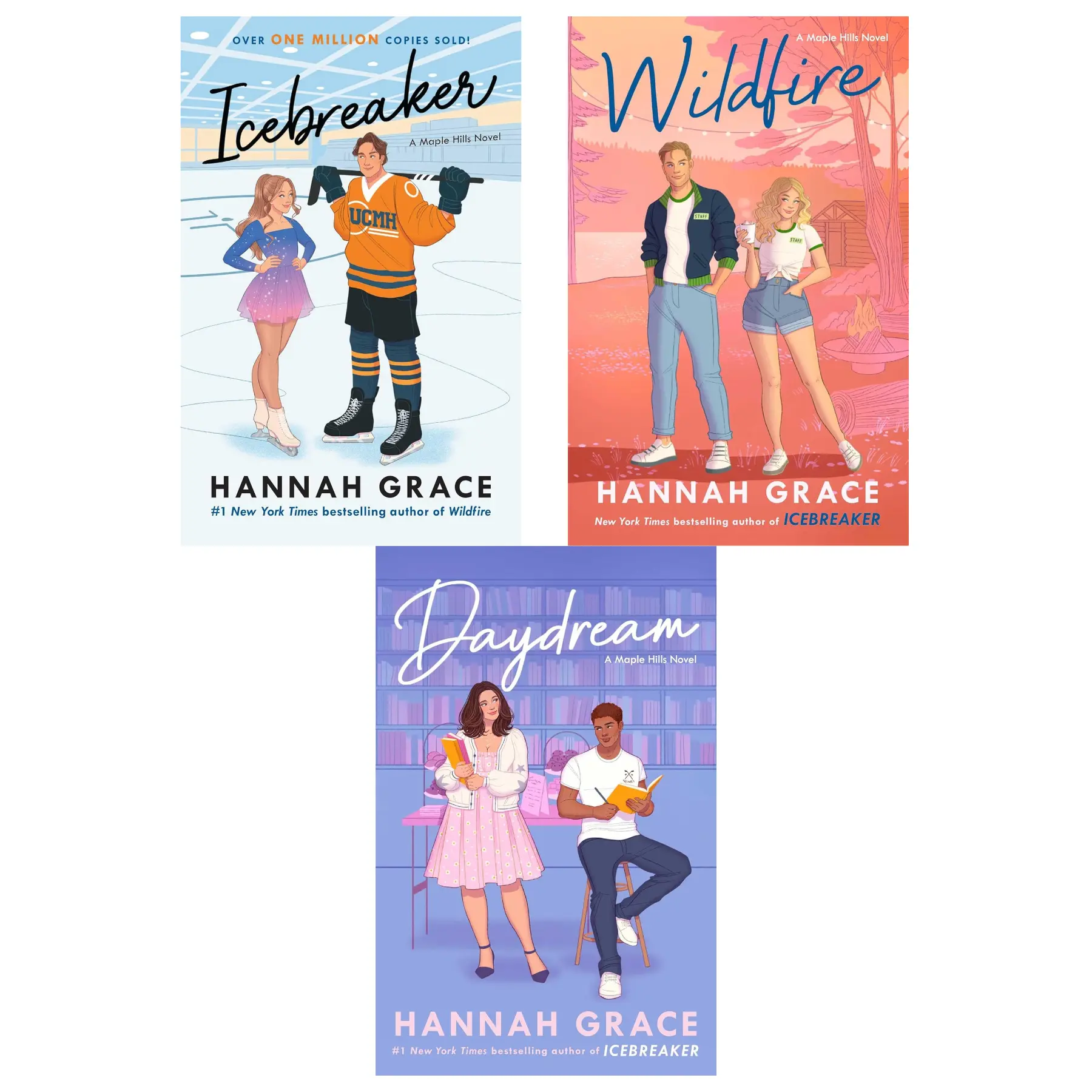 Maple Hills Series by Hannah Grace 3 Book Collection Set, Icebreaker Wildfire Daydream Contemporary Sports Romance Paperback Novels, BookTok Bestselling Romance Books