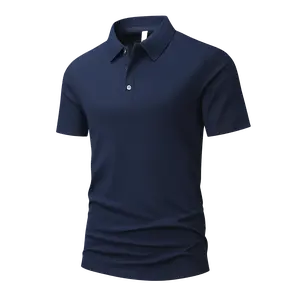 Men’s solid-color polo shirt with pearl detailing, short sleeves, quick-drying and breathable collared top suitable for business commuting, golf, and everyday casual wear; available in 7 earth tones—choose according to preference.