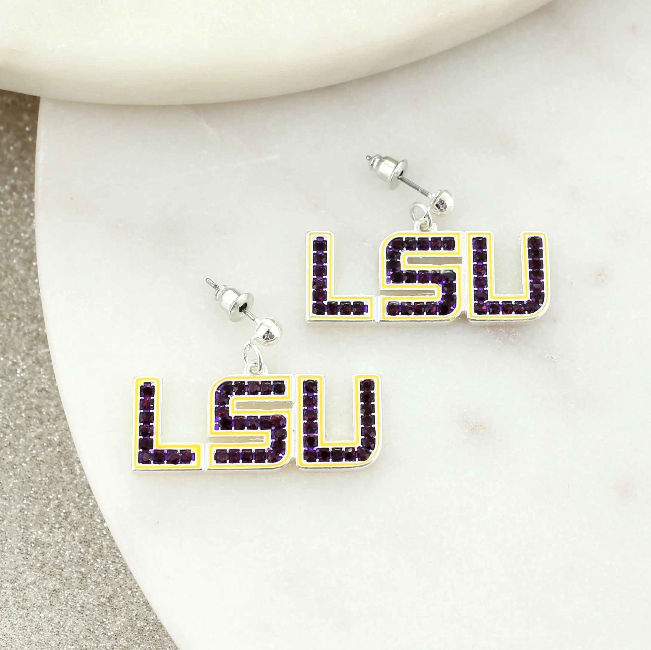 LSU Crystl Logo Earrings - Women's Fashion Accessory