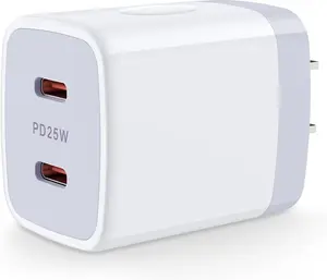 25W Type C Charger Block, USB C Cube Dual Port USB C Wall Adapter C Wall Charger Box Fast  Brick for  A16 5G/S25 Ultra/S24/S23FE/S22/A03s/A53,  16/15/14/13/12/11/SE/X,Pixel 9 Pro