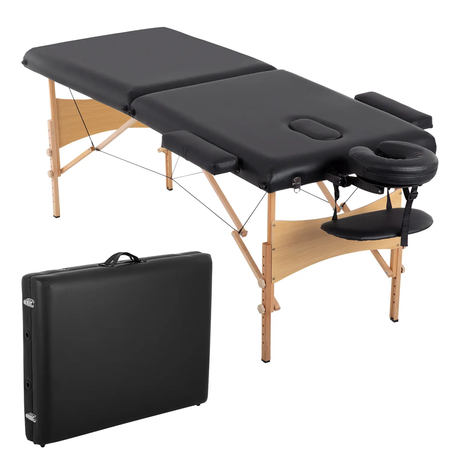 FDW Portable 84 Inches Long 28 Inchs Wide Hight Adjustable Table 2 Folding Massage Spa Facial Cradle Salon Bed W/Carry Case, 1 Count