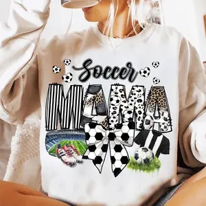 Soccer Mom Life Sweatshirt, Soccer Mama T-Shirt, Game Day Soccer Shirt, Cute Coquette Soccer Bow Graphic Top, Checkered Soccer Design, Sublimation Soccer Outfit Gift