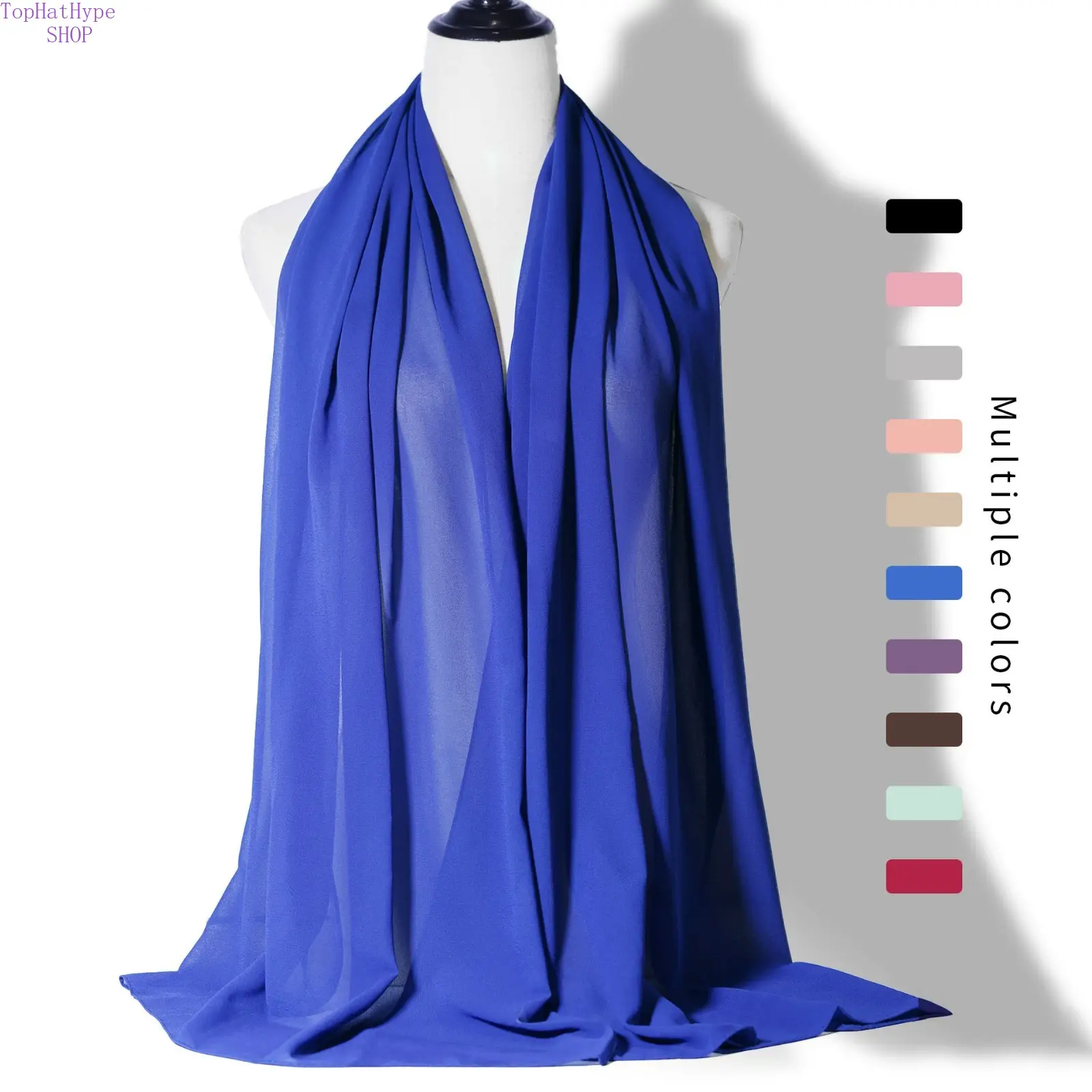 Women's 295-Color Pearl Chiffon Bubble Long Scarf - Lightweight Gauze Headscarf Wrap Shawl, Elegant All-Season Versatile Accessory for Daily Wear, Travel