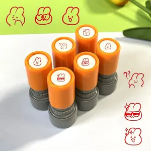 Cartoon Rabbit Pattern Custom Stamp, 6 Counts/set Cute Animals Pattern Stamp, Teacher Teaching Reward Stamp, Daily Planner Stamp, Office Stationery & Supplies