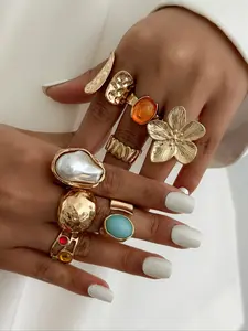 Women's Alloy Ring Set, Jewelry for Women, Party & Daily Wear, Elegant Gift Box Included, Durable Metal Rings, Statement Multi Ring, Fashion Ring