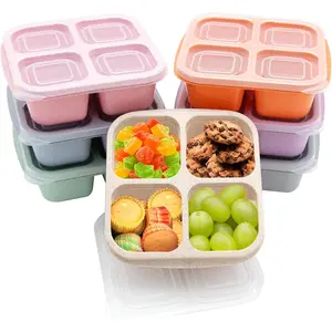 7 Pack Bento Lunch Box ,4 Compartment Snack Containers,Divided Meal Prep Lunch Containers, /Toddle/Adults, Storage for School, Work and Travel