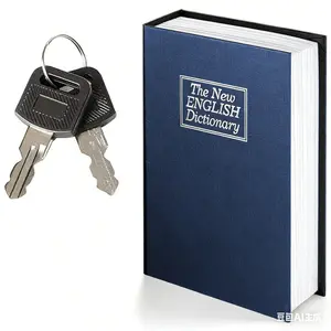 Book Safe with Key Lock, Navy Large Diversion Safe – SM-BS004NL Metal Dictionary Lock Box for Home Valuables Storage