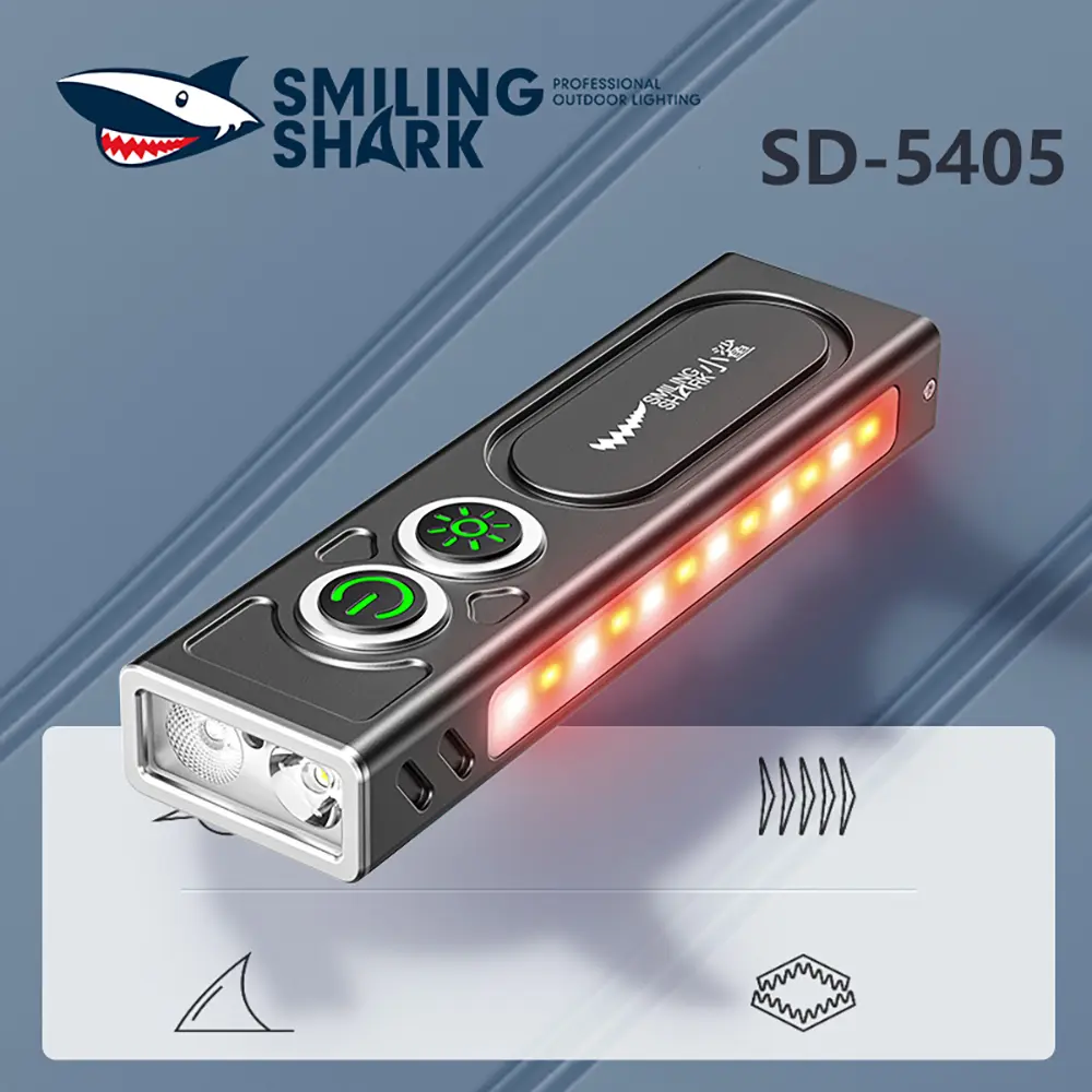 【SD-5405】SmilingShark Magnetic Torch Light Super Bright Green Pointer UV Detection Flashlight with COB Side Light Flashlight 6Modes, Led Portable Torches, Emergency Flashlight Torches