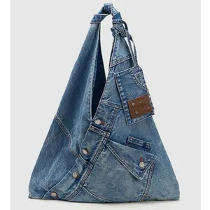 URBAN REVIVO 2026 Denim Leather Casual Crossbody/Shoulder Bag - Women's Purses, Streetstyle Spring Statement Bag UAYB50083, Casual Shoulder Bag, Crossbody Bags For Women summerwins