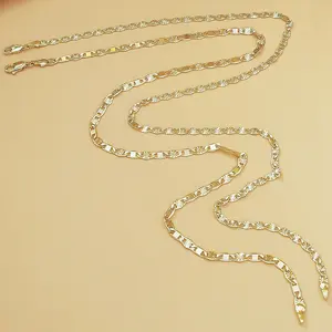 14K Gold Plated Flat Chain Necklace for Women Versatile Elegant & Fashionable High Quality Jewelry Perfect Gift for Any Occasion