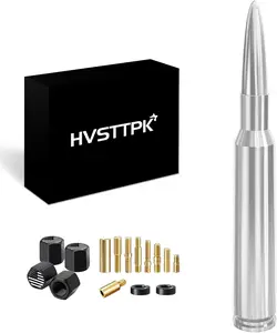 Chrome, Short Bullet Truck Antenna for Chevy, Silverado, Ford, F150, F250, Anti-Theft Car Wash Safe Replacement, Exterior Accessories