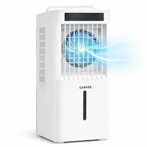Garvee Compact 10L (2.6 Gal) Portable Evaporative Air Cooler – Mini Windowless AC Unit, Remote & Touch, 90° Oscillation, LED, Ice Packs, 3 Speeds & Modes, Energy Efficient for Bedroom, Office, Camping