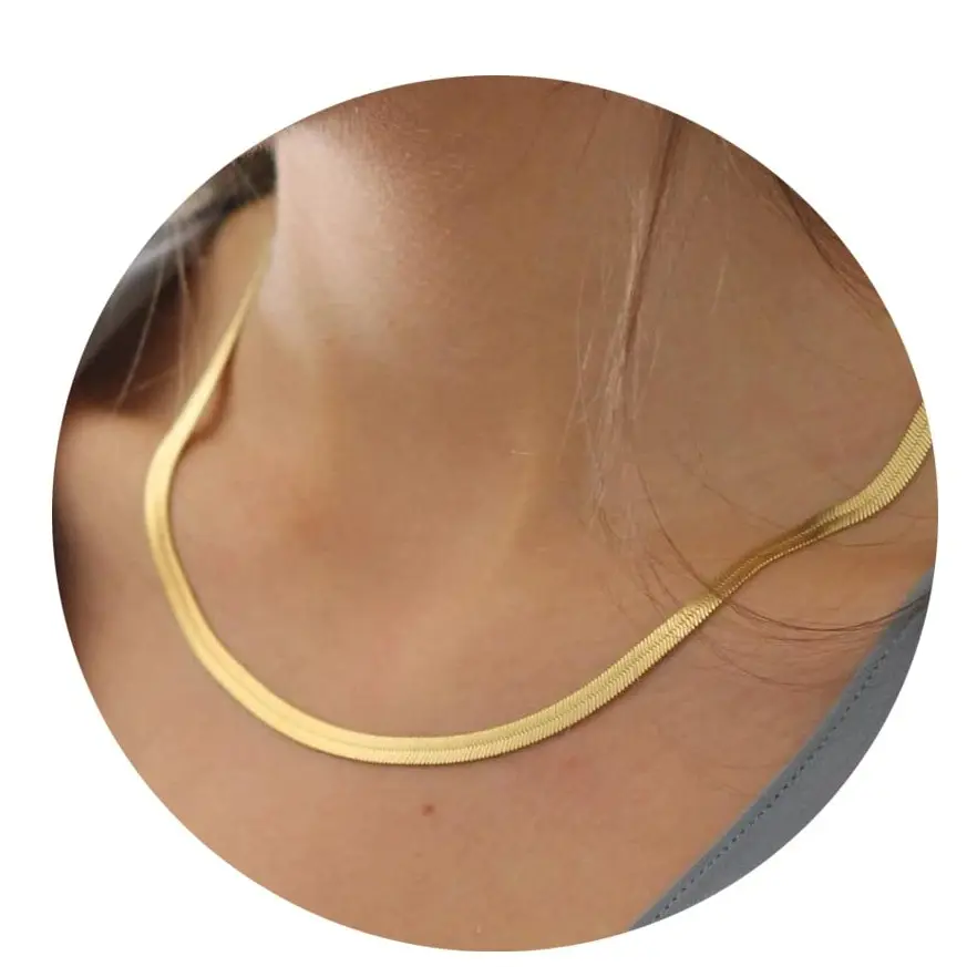 Loyalove Gold Necklaces for Women, Dainty Gold Herringbone Choker Necklace for Women Thin Layered Chunky Snake Chain Necklaces Jewelry for Teen Gifts