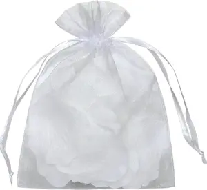 50pcs 6x9in White Sheer Organza Drawstring Bags, Mesh Bags for Jewelry, Fruit Protection, Wedding Party Favors, Gift for Friends