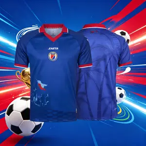 2026 Haiti National Home And Away Blue White And Red Short Sleeve Soccer Jersey Fans Version Breathable
