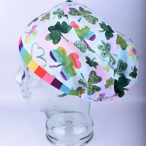 Watercolor Clovers Scrub Cap