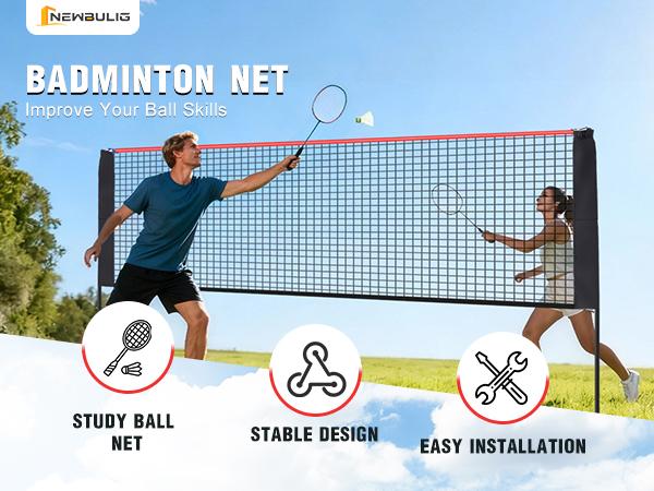 Portable Badminton Net Set, 14FT Adjustable Height for Outdoor & Indoor Use, Includes Carry Bag, Easy Setup No Tools Needed