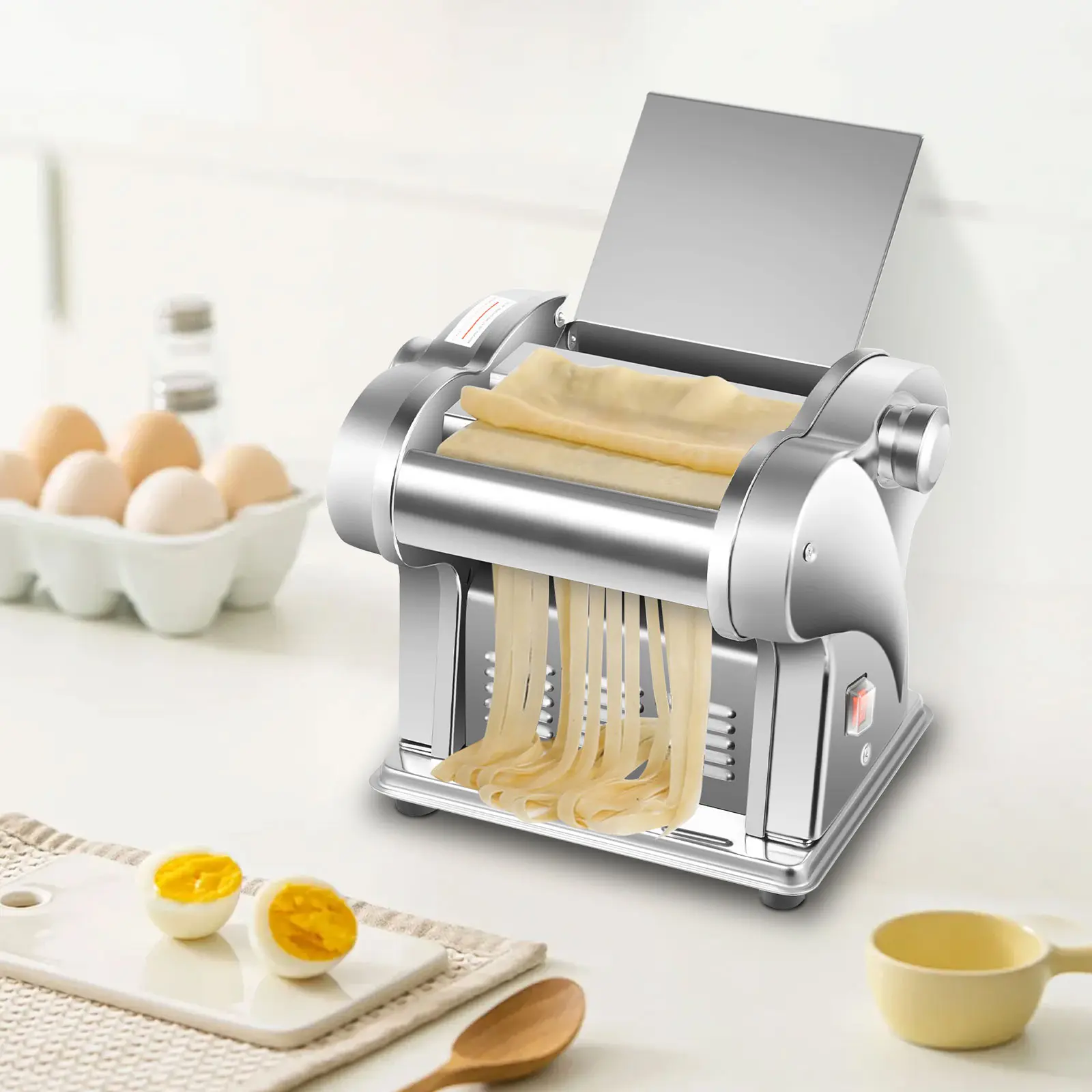 SHANGMAKEL Automatic Noodle Machine - 135W 110V Stainless Steel Foldable Rectangular Tabletop Kitchen Gadgets, 0.5-3.5mm Adjustable Thickness & Gears, 21.5*17.5*26.2cm Reusable Home Unit for Pasta, Dumpling Dough