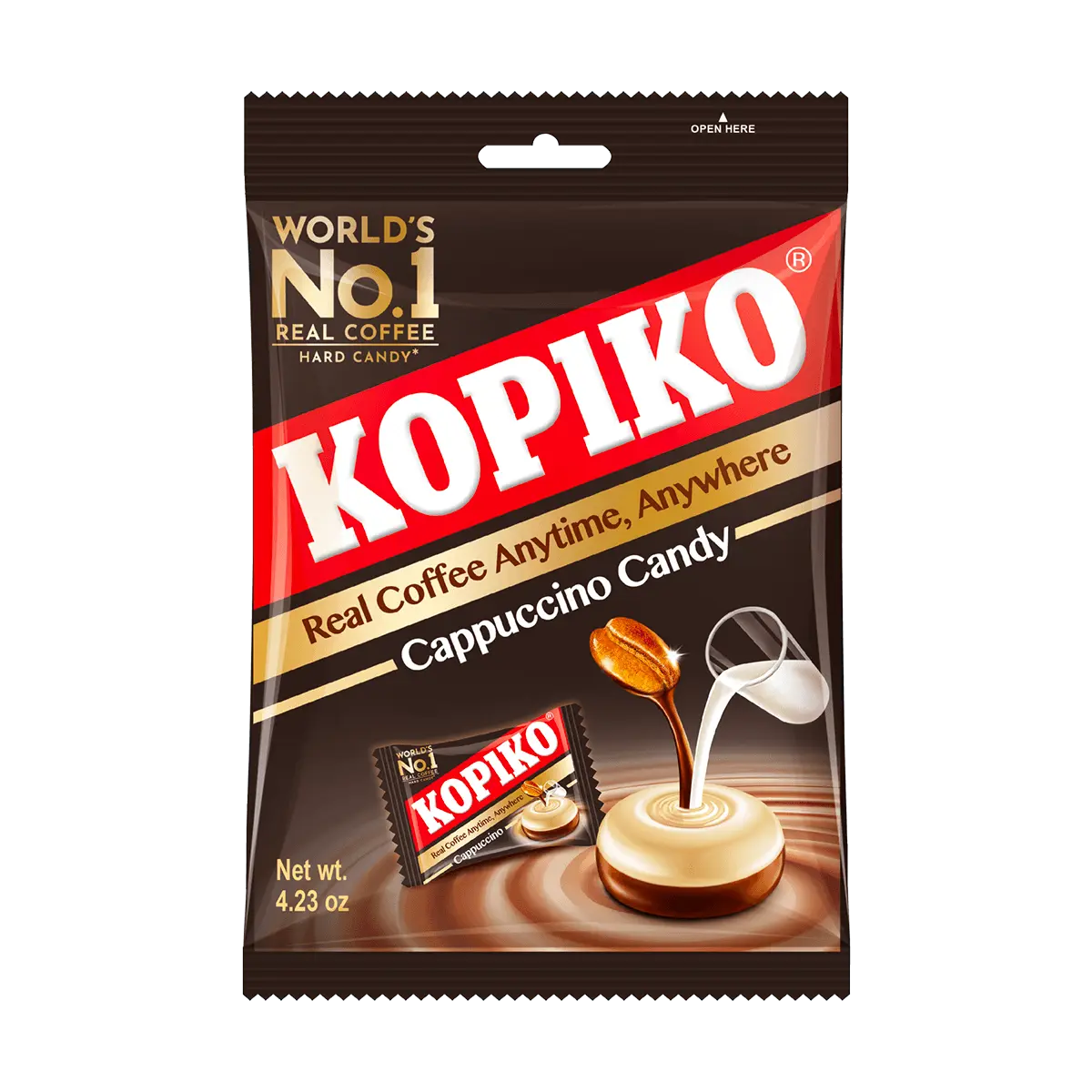 KOPIKO Cappuccino Coffee Candy 120g - Authentic Indonesian Specialty, Rich Coffee Flavor, Individually Wrapped, Bulk Pack