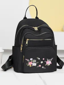 Fashionable Oxford Cloth Embroidered Flower Pattern Backpack, Lightweight Large Capacity Storage Shoulder Bag, Suitable for Commuting, Going Out, School, Travel, Stylish Daypack, Boho Style Backpack, Casual Backpack, Backpacks Women