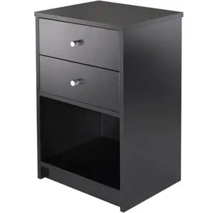 【Summervibes】Ubesgoo Black Two-Drawer Night Stand (40×30×60cm) – Equipped with Round Handles