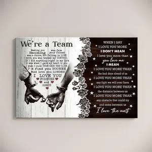 "We're A Team" & "I Love You More" Dual Quote Canvas Wall Art, Romantic Couple Poetry Poster, Pinky Promise Sign, Anniversary Gift For Husband Wife