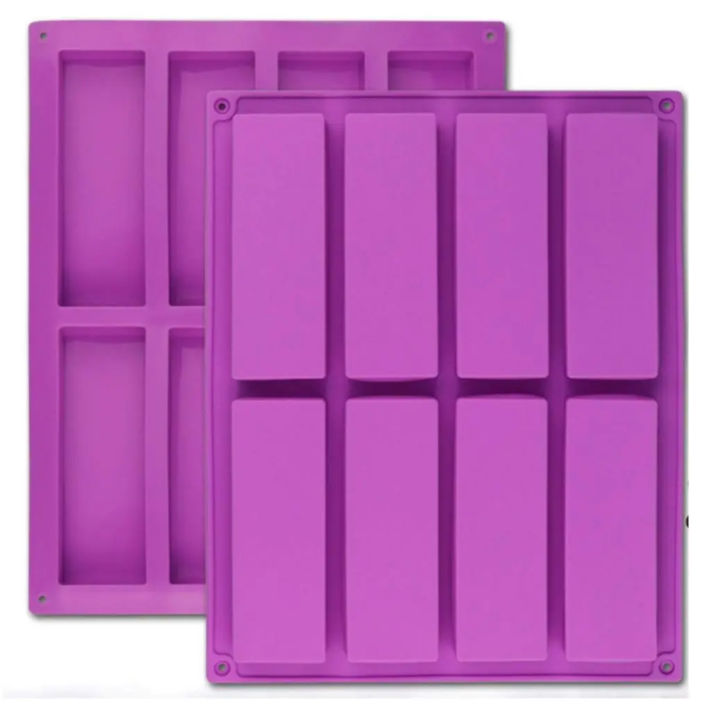 Rectangular 8 Grid Silicone Mold (2 Counts), Multipurpose Chocolate Food Mold, Candy Bar Mold for Baking Cereal Energy Bar, Protein Bar, Brownie, Cheesecake