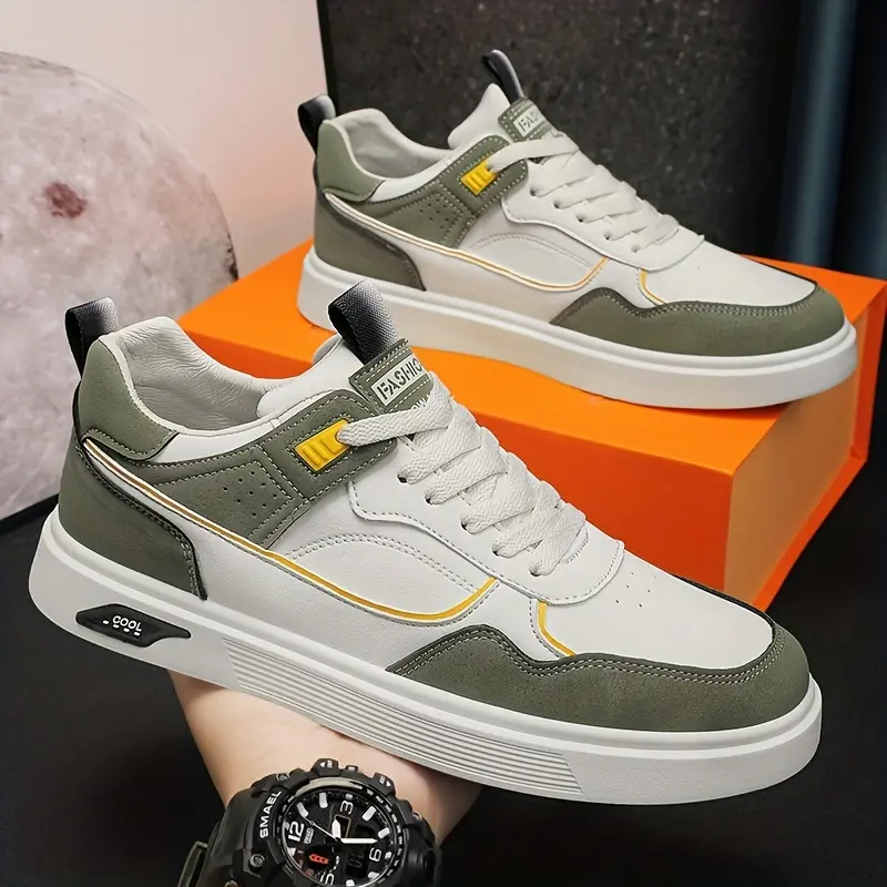 Men's Lace-Up Fashion Casual Trainers - Trending Skater Shoes with Good Grip, Breathable Outdoor Footwear for Walking, Fashion Casual Shoes