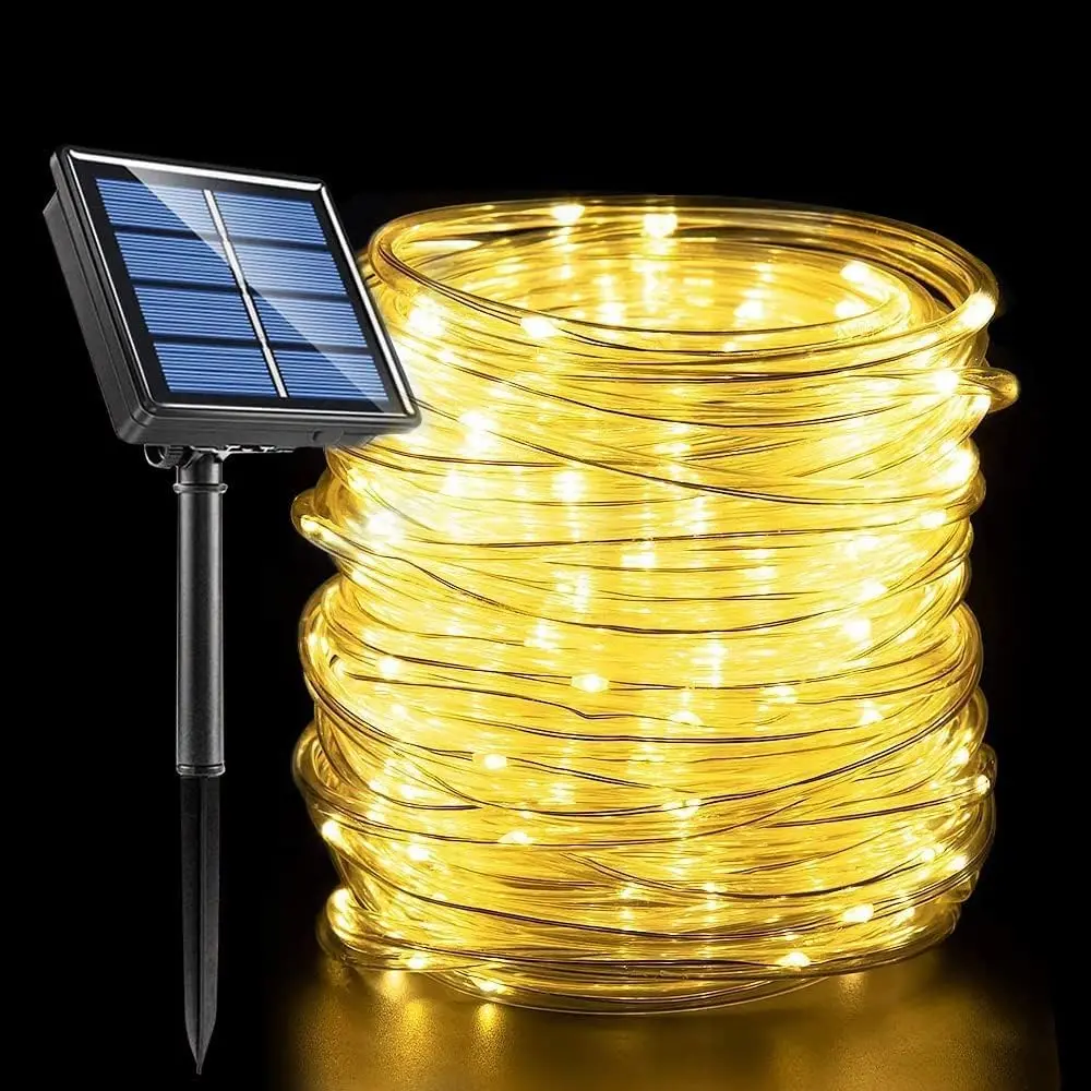 Solar Powered Twinkling Outdoor Fairy Lights, 99 FT Waterproof Rope Lights with 8 Lighting Modes, Convenient Timer Feature for Christmas, Garden Decor (Warm White, Everyday Use), Twinkling Lights, Energy Efficient