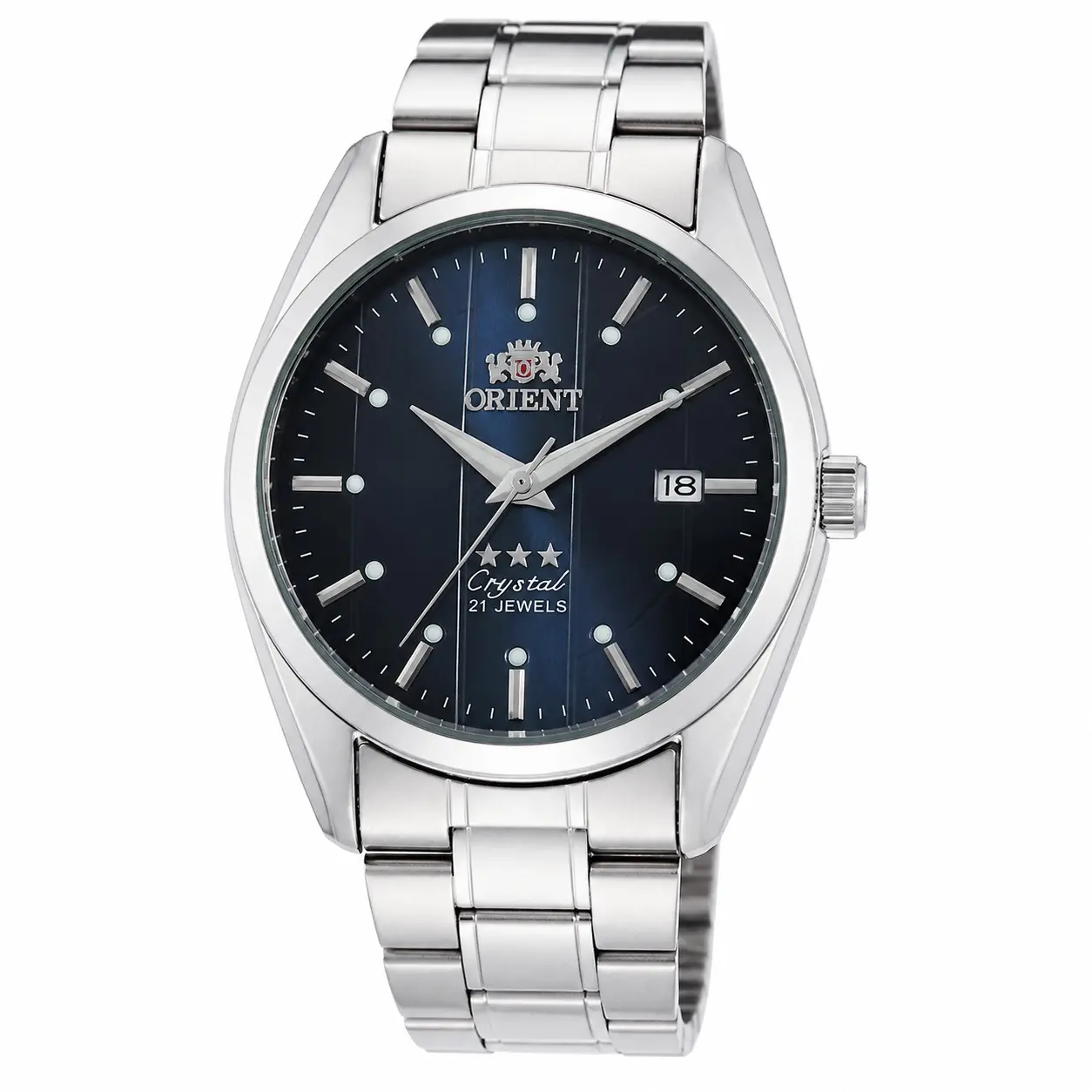 Men’s Orient 21 Jewels Automatic Mechanical Watch Luminous Index Hands Date Display Stainless Steel Bracelet Waterproof Classic Business Casual Dress Wristwatch Multi Dial Color Gentleman Daily Wear Birthday Anniversary Gift Watch