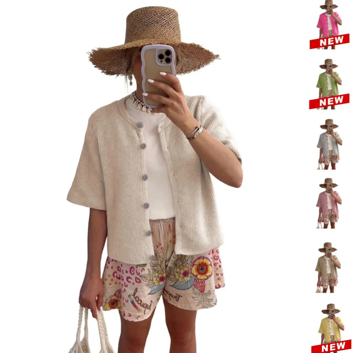 YeeZaa Women's Lightweight Button Up Summer Sweater Top Y2K Trending Short Sleeve Knit Cardigan Minimalist Cotton Knitwear Basic Style