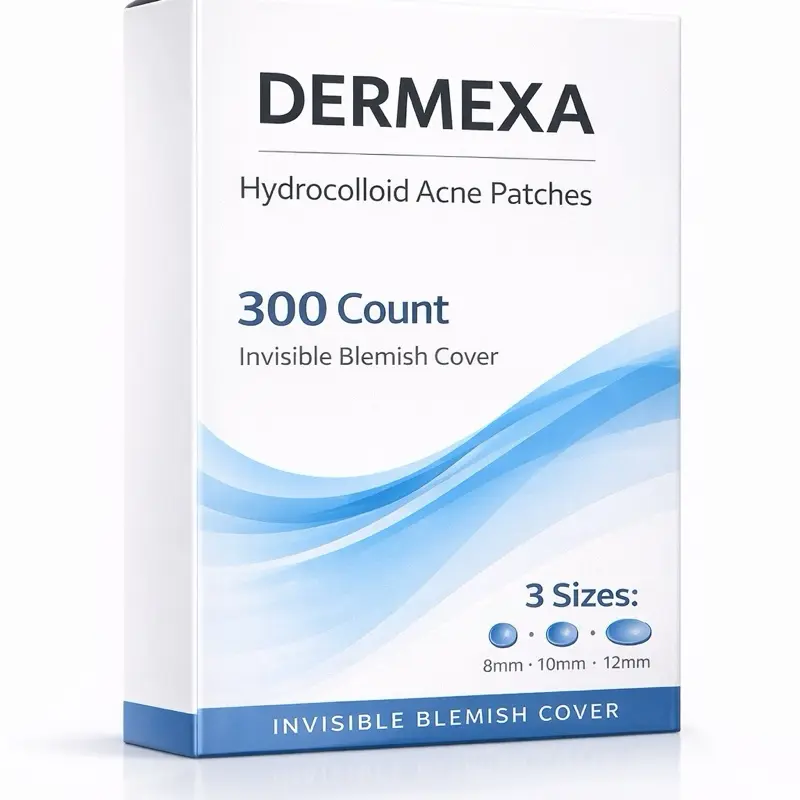 Dermexa Hydrocolloid Acne Patches – Invisible Blemish Covers, Ultra Thin, Absorbing Dots, 300 Count, 10 Sheets, 300 Patches, Gentle on Skin, Strong Adhesion - Pimple