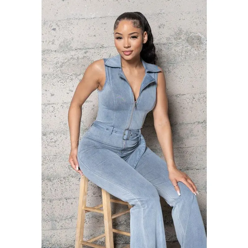 Denim Bellbottom Jumpsuit