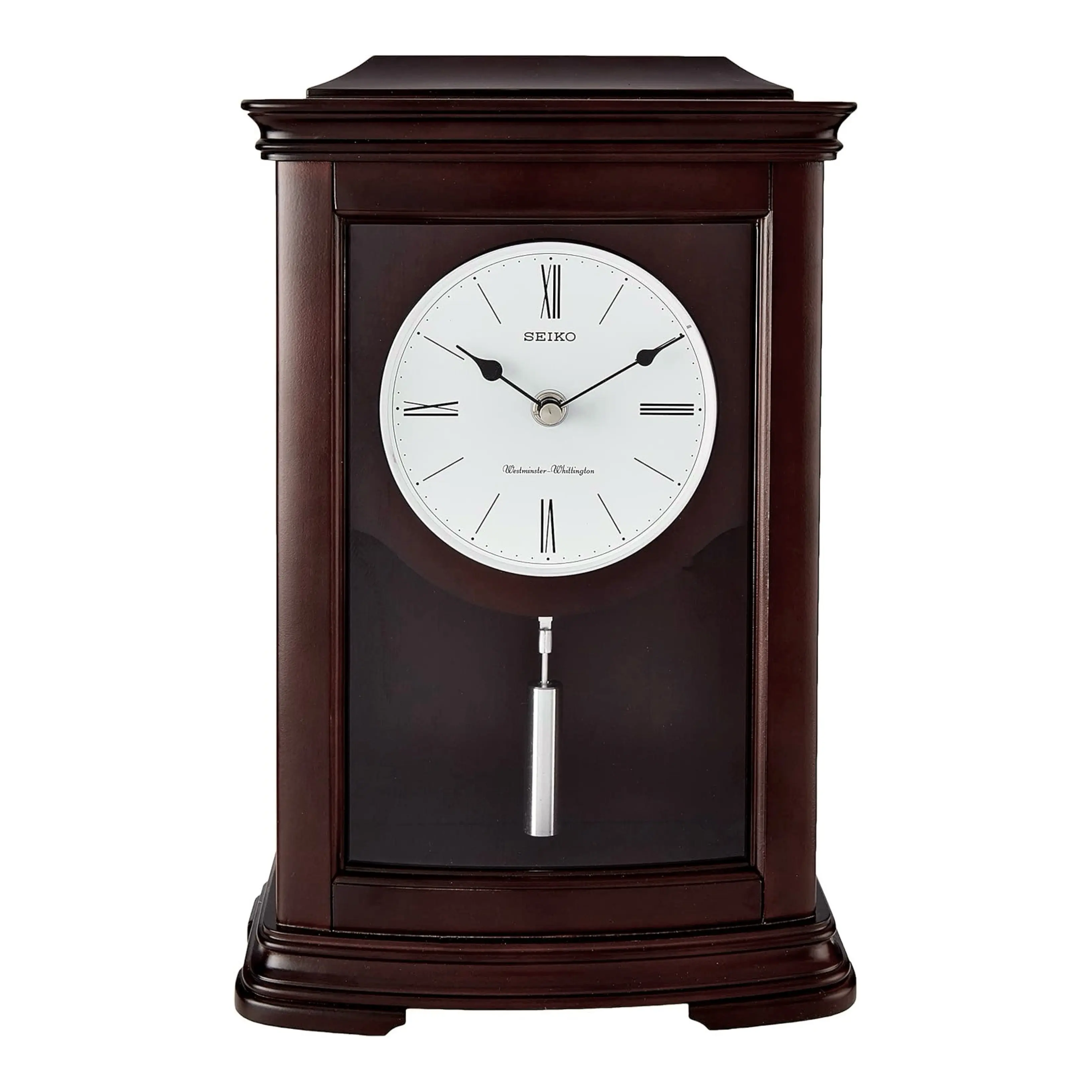 Seiko QXQ013BLH "Suki" Contemporary Modern Wooden Chiming Pendulum Mantel Clock