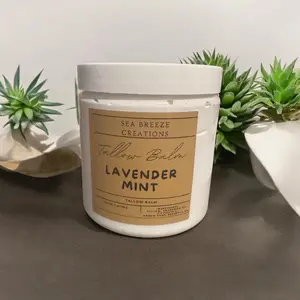Sea Breeze Creations Whipped Tallow Balm Lavender Mint Masculine Scents Rich Moisturizer with Vitamins A D E K for Sensitive Skin
