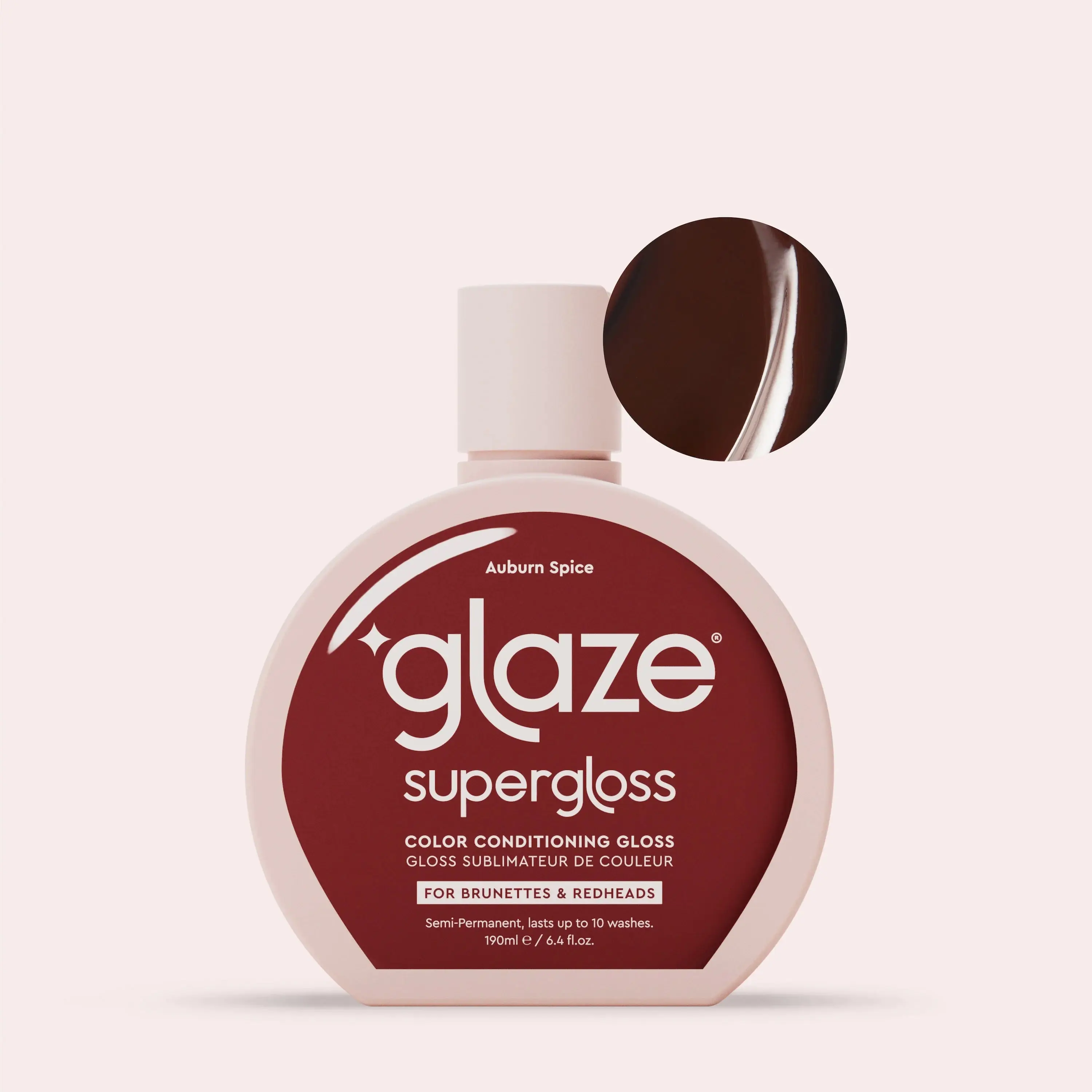 Super Gloss Hair Glaze, Auburn Spice Tinted Hair Color for Glossy, Brightening Shine, Liquid Salon Treatment, 190ml, Moisturizer