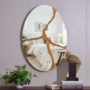 Wood Round Wall Mirror;Bathroom / Vanity Mirror;Flat Wall Mirror By Latitude Run